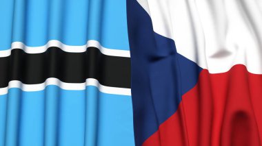 BOTSwana ve CZECH Cumhuriyet bayrakları gerçekçi kumaş dokusuyla