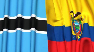 BOTSWAN ve Ekvador bayrakları gerçekçi kumaş dokusuyla