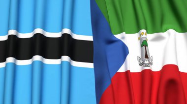 BOTSWAN 'ın bayrakları ve gerçekçi kumaş dokusuna sahip Eşitlikçi Guinea