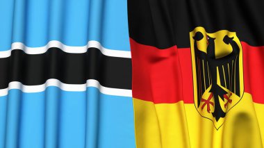 BOTSWAN ve GERMANY bayrakları gerçekçi kumaş dokusuna sahip