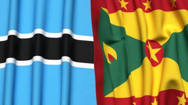 BOTSwana ve GRENADA bayrakları gerçekçi kumaş dokusuyla