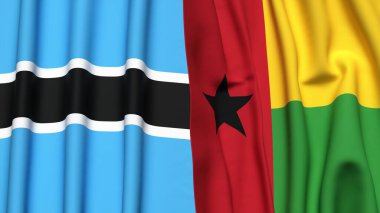 BOTSWAN ve GİNEA-BISSAU bayrakları gerçekçi kumaş dokusuyla