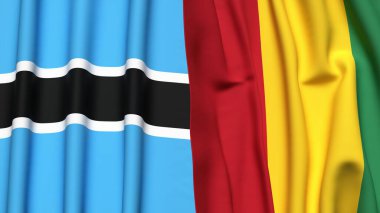 BOTSwana ve Guinea bayrakları gerçekçi kumaş dokusuyla