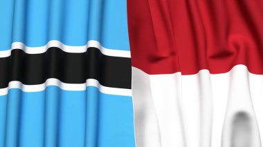 BOTSwana ve İndonezya 'nın gerçekçi kumaş dokusuna sahip bayrakları