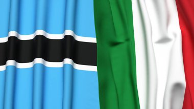 BOTSWAN ve İTALYA bayrakları gerçekçi kumaş dokusuyla