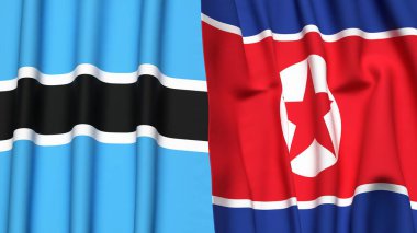 BOTSwana ve Kore 'nin bayrakları gerçekçi kumaş dokusuna sahip.