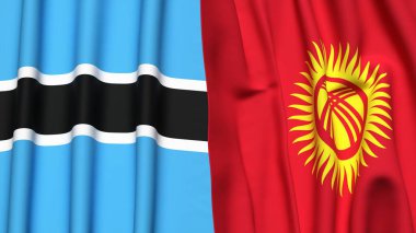 BOTSwana ve KYRGYZSTAN bayrakları gerçekçi kumaş dokusuyla