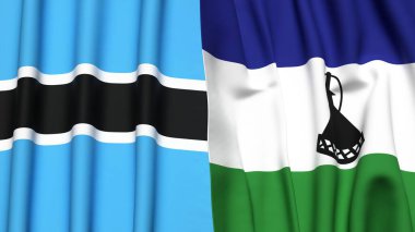 BOTSwana ve LESOTHO bayrakları gerçekçi kumaş desenli
