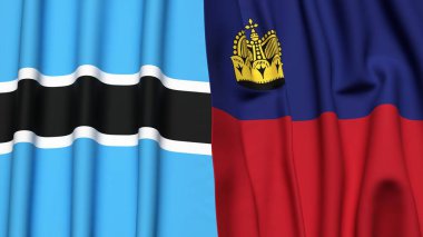 BOTSWAN Bayrakları ve gerçekçi kumaş dokusuna sahip LIECHTENSTEIN
