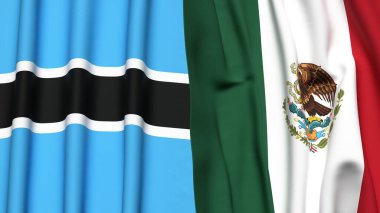 Gerçek kumaş dokusuna sahip BOTSWAN ve MEXICO bayrakları
