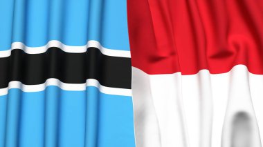 BOTSwana ve Monako bayrakları gerçekçi kumaş dokusuyla