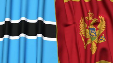 BOTSwana ve MonteneGRO bayrakları gerçekçi kumaş dokusuyla