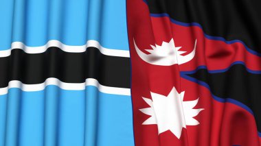 BOTSWAN ve NEPAL bayrakları gerçekçi kumaş dokusuyla