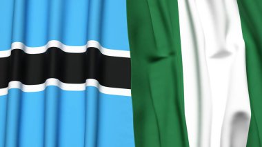 BOTSWAN Bayrakları ve gerçekçi kumaş dokusuna sahip NIGERIA