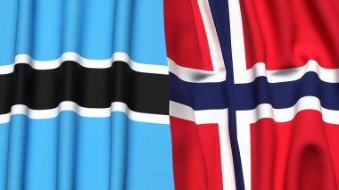 Gerçek kumaş desenli BOTSwana ve NORway bayrakları