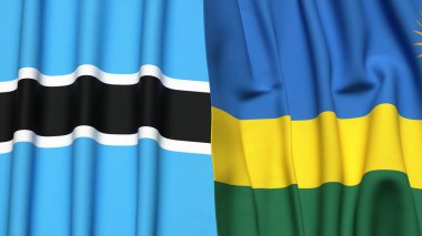 BOTSWAN ve Rwanda bayrakları gerçekçi kumaş dokusuyla