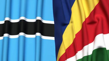 BOTSWAN ve SEYCHELLES bayrakları gerçekçi kumaş dokusuyla