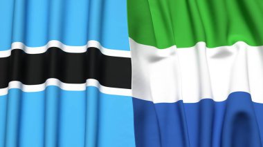 Gerçek kumaş dokusuna sahip BOTSWAN ve SIERRA LEone bayrakları
