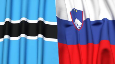 BOTSwana ve SLOVENIA bayrakları gerçekçi kumaş dokusuyla