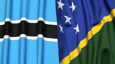 BOTSwana ve SOLOMON adalarının bayrakları gerçekçi kumaş dokusuyla