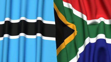 BOTSWAN Bayrakları ve gerçekçi kumaş dokusuna sahip Güney Afrika