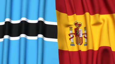 BOTSwana ve İspanya bayrakları gerçekçi kumaş dokusuyla