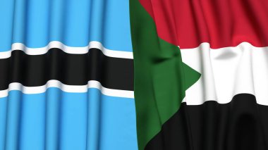 BOTSwana ve Sudan bayrakları gerçekçi kumaş desenli