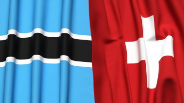 BOTSwana ve SWitzERLAND bayrakları gerçekçi kumaş dokusuyla