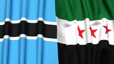 Gerçek kumaş dokusuna sahip BOTSwana ve SYRIA bayrakları