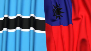BOTSWAN ve Tayvan bayrakları gerçekçi kumaş desenli