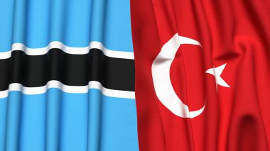 Gerçek kumaş desenli BOTSWAN ve TURKEY bayrakları