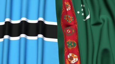 BOTSwana ve Türkmenistan bayrakları gerçekçi kumaş dokusuyla