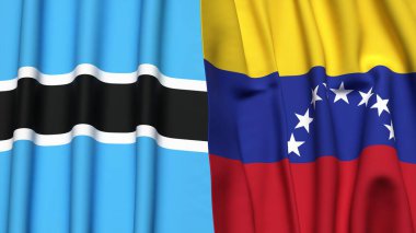 BOTSwana ve Venezuela bayrakları gerçekçi kumaş dokusuyla