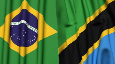 Gerçekçi kumaş desenli Bayraklar ve TANZANIA