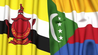 Gerçekçi kumaş desenli Bayraklar ve Komorolar