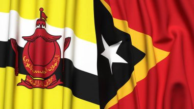 Gerçekçi kumaş desenli Bayraklar ve Doğu TiMOR