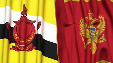 Gerçek kumaş dokusuna sahip Bayraklar: BUNEI VE MONTENEGRO