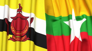 Gerçekçi kumaşlı Bayraklar: BUNEI ve Myanmar