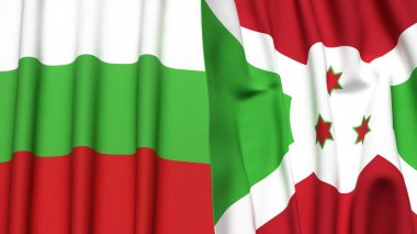 Gerçekçi kumaş dokusuna sahip BLGARIA ve BURUNDI bayrakları