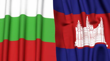 Gerçekçi kumaş dokusuna sahip BLGARIA ve CAMBODIA bayrakları