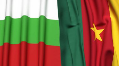 Gerçekçi kumaş dokusuna sahip BLGARIA ve CAMEROON bayrakları