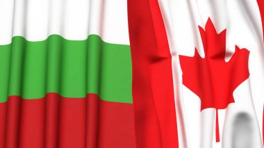 Gerçekçi kumaş dokusuna sahip BLGARIA ve CanADA bayrakları