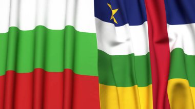 Bülbül ve Orta Afrika Cumhuriyeti 'nin gerçekçi kumaş dokusuna sahip bayrakları