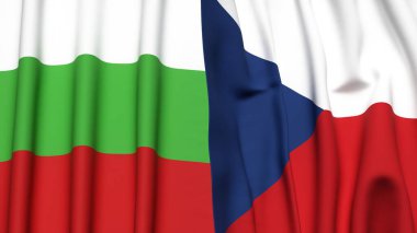 Gerçekçi kumaş dokusuna sahip BLGARIA ve CZECH REPUBLIC bayrakları