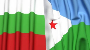 BLGARIA ve DJIBOUTI bayrakları gerçekçi kumaş dokusuyla