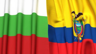 Gerçekçi kumaş dokusuna sahip Bülbül ve Ekvador bayrakları