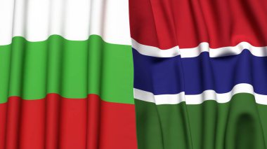 Gerçekçi kumaş dokusuna sahip BLGARIA ve GAMBIA bayrakları