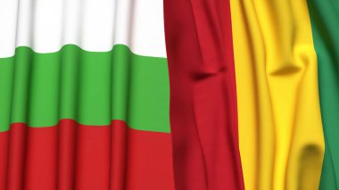 Gerçekçi kumaş dokusuna sahip BLGARYA ve Gine Bayrakları