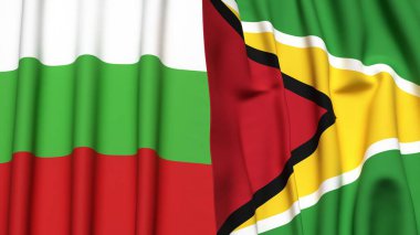 Bülbül ve GUYANA 'nın gerçekçi kumaş dokusuna sahip bayrakları