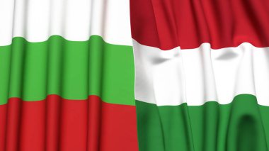 Bayraklar BÜLGARYA ve HUNGARY Gerçekçi kumaş dokusuna sahip